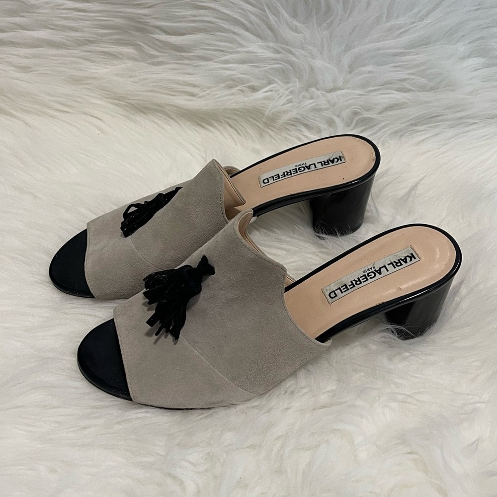 Karl Lagerfeld Suede Slip On Heels